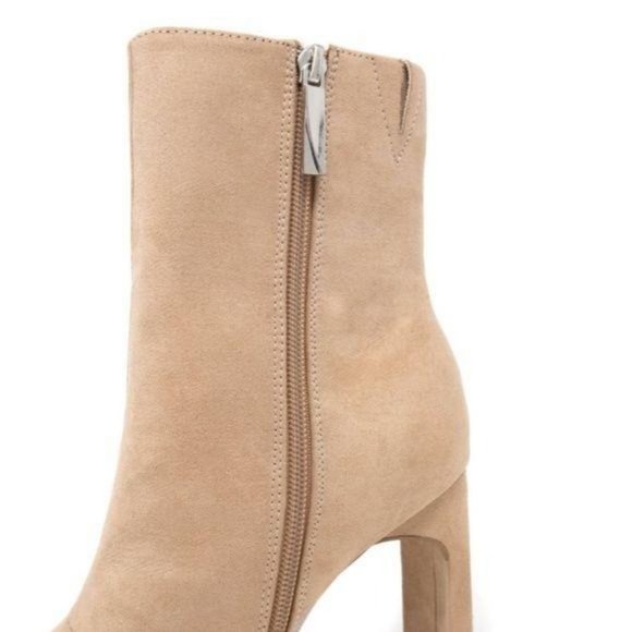 Taupe Vegan Suede Ankle Side Zip Booties - Picture 5 of 7